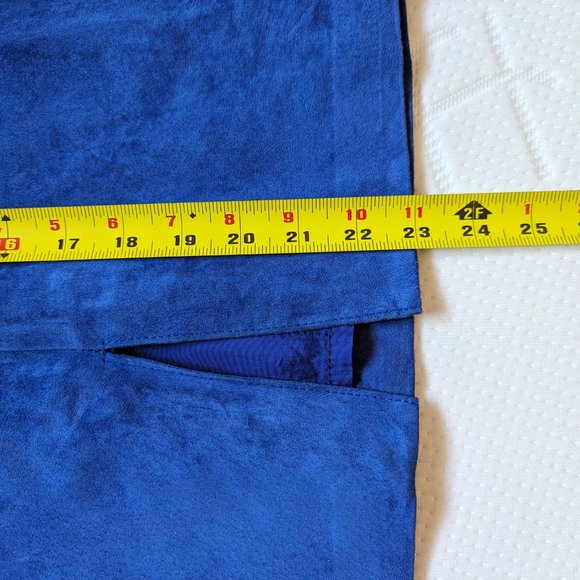 Vintage Danier Suede leather jacket Skirt 2-PC Suit Set, Cobalt Blue , Size S - Picture 11 of 15